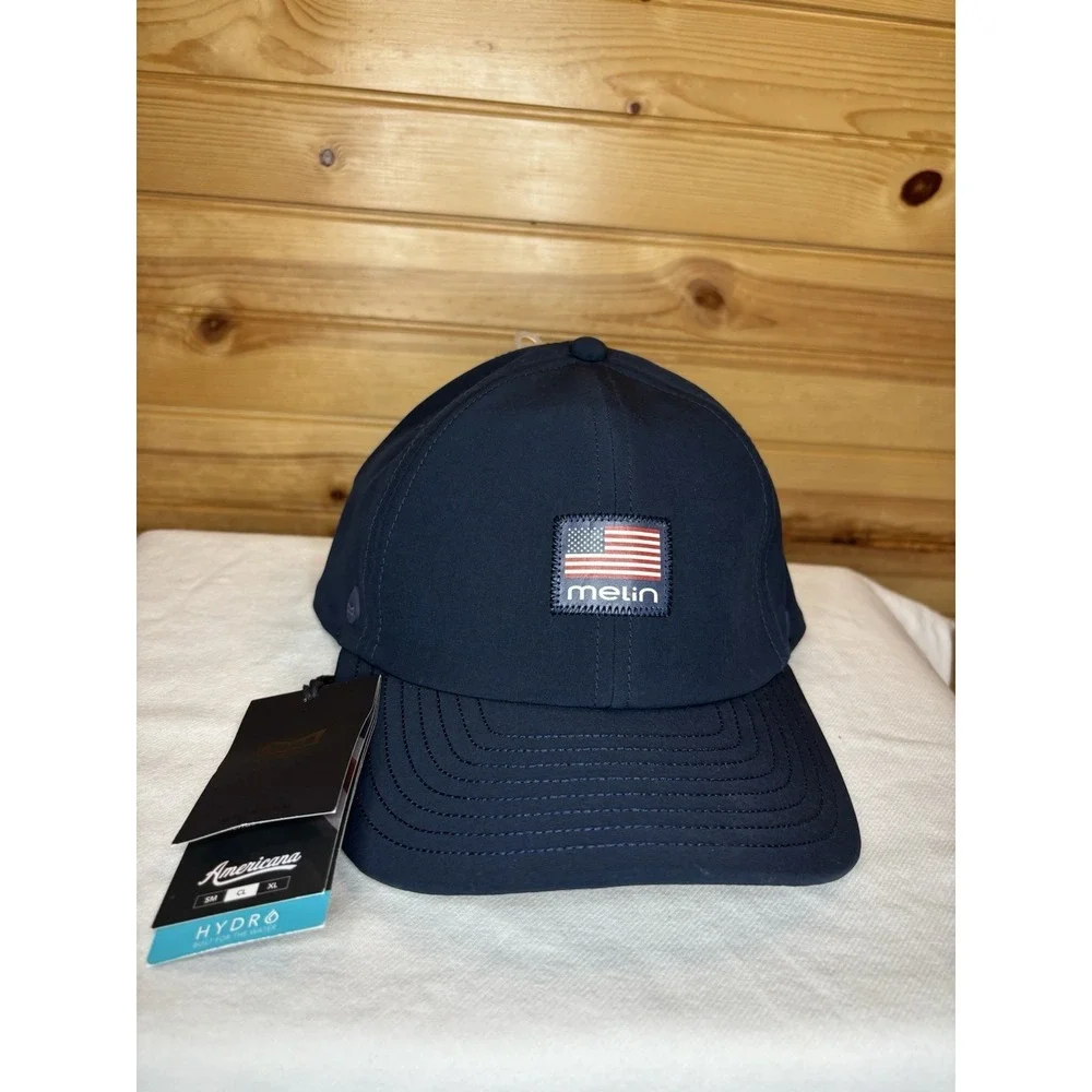 Melin The Legend Americana Hydro Baseball Cap Navy Blue NWT USA Flag Golf CL